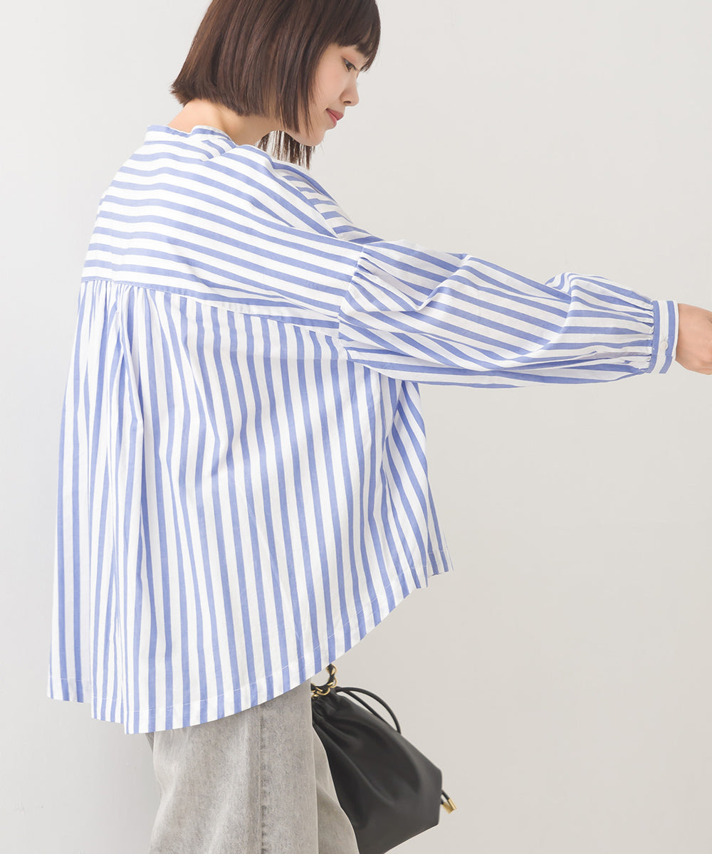 【OMNES】製品洗いコットンブロード ボリューム長袖シャツ【7123-4170】