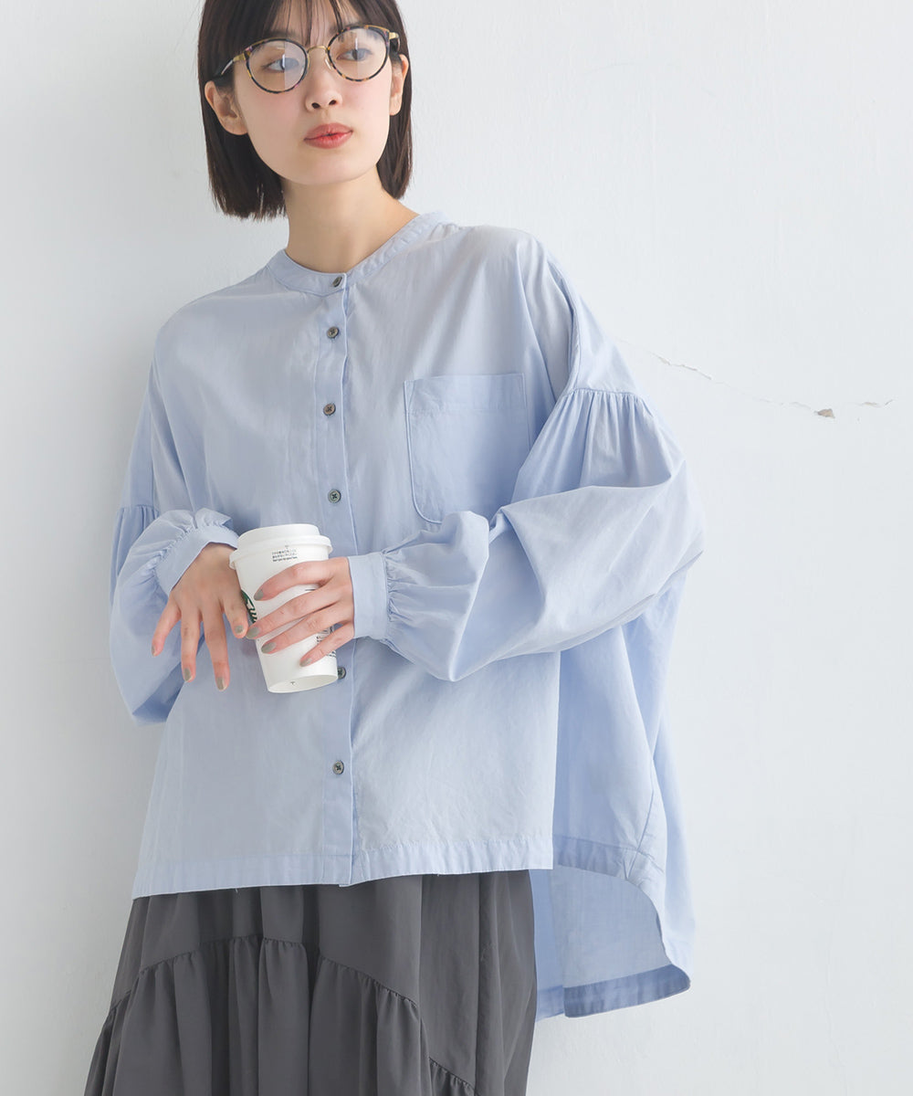 【OMNES】製品洗いコットンブロード ボリューム長袖シャツ【7123-4170】