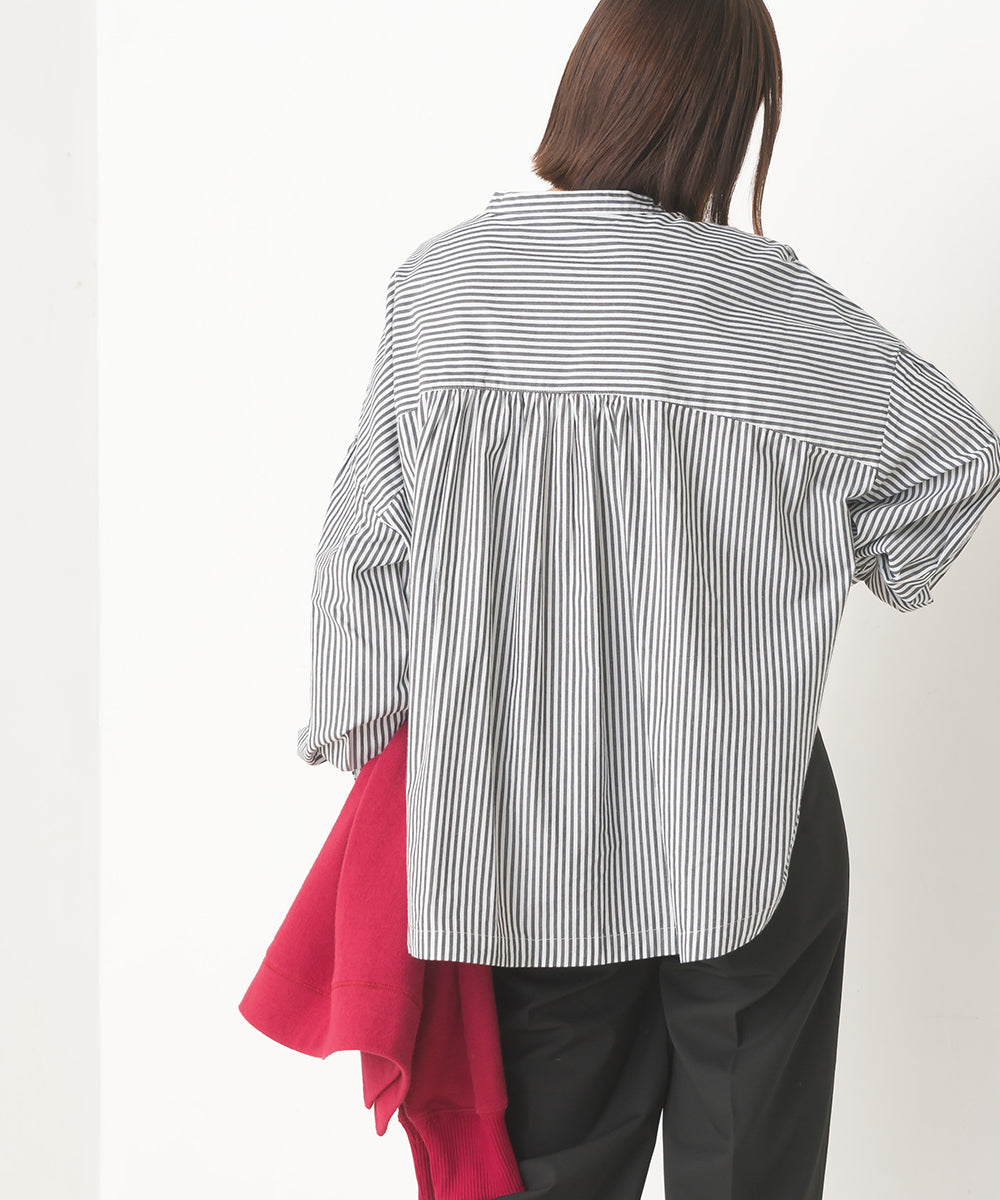 【OMNES】製品洗いコットンブロード ボリューム長袖シャツ【7123-4170】