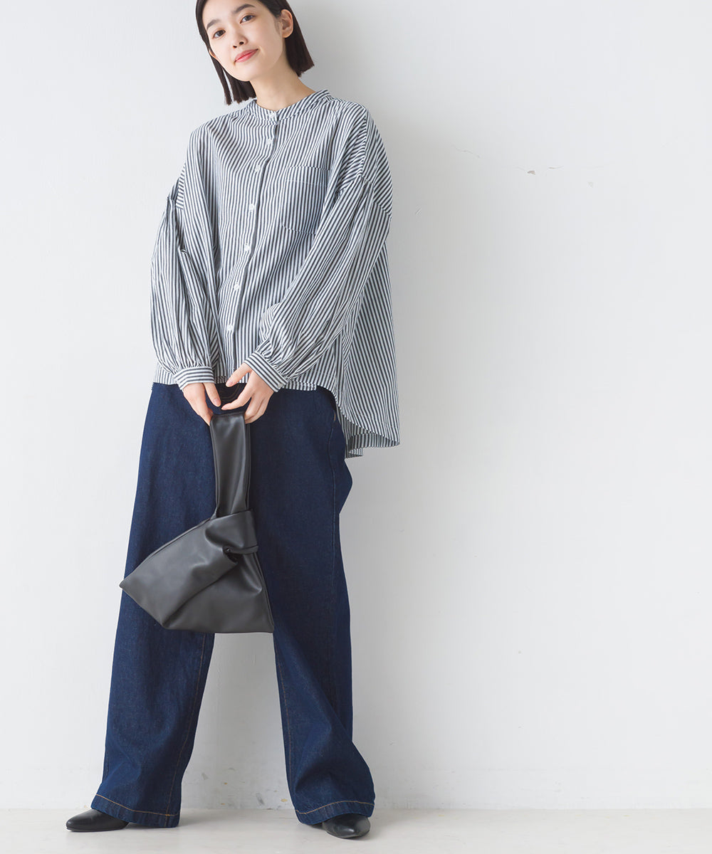 【OMNES】製品洗いコットンブロード ボリューム長袖シャツ【7123-4170】