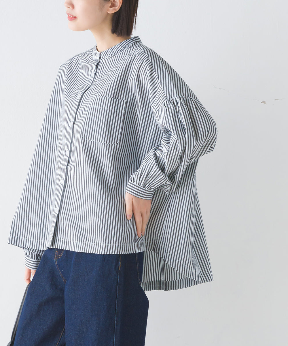 【OMNES】製品洗いコットンブロード ボリューム長袖シャツ【7123-4170】