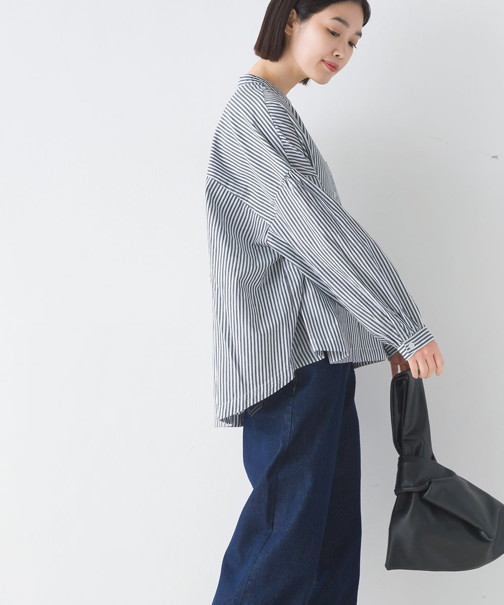 【OMNES】製品洗いコットンブロード ボリューム長袖シャツ【7123-4170】