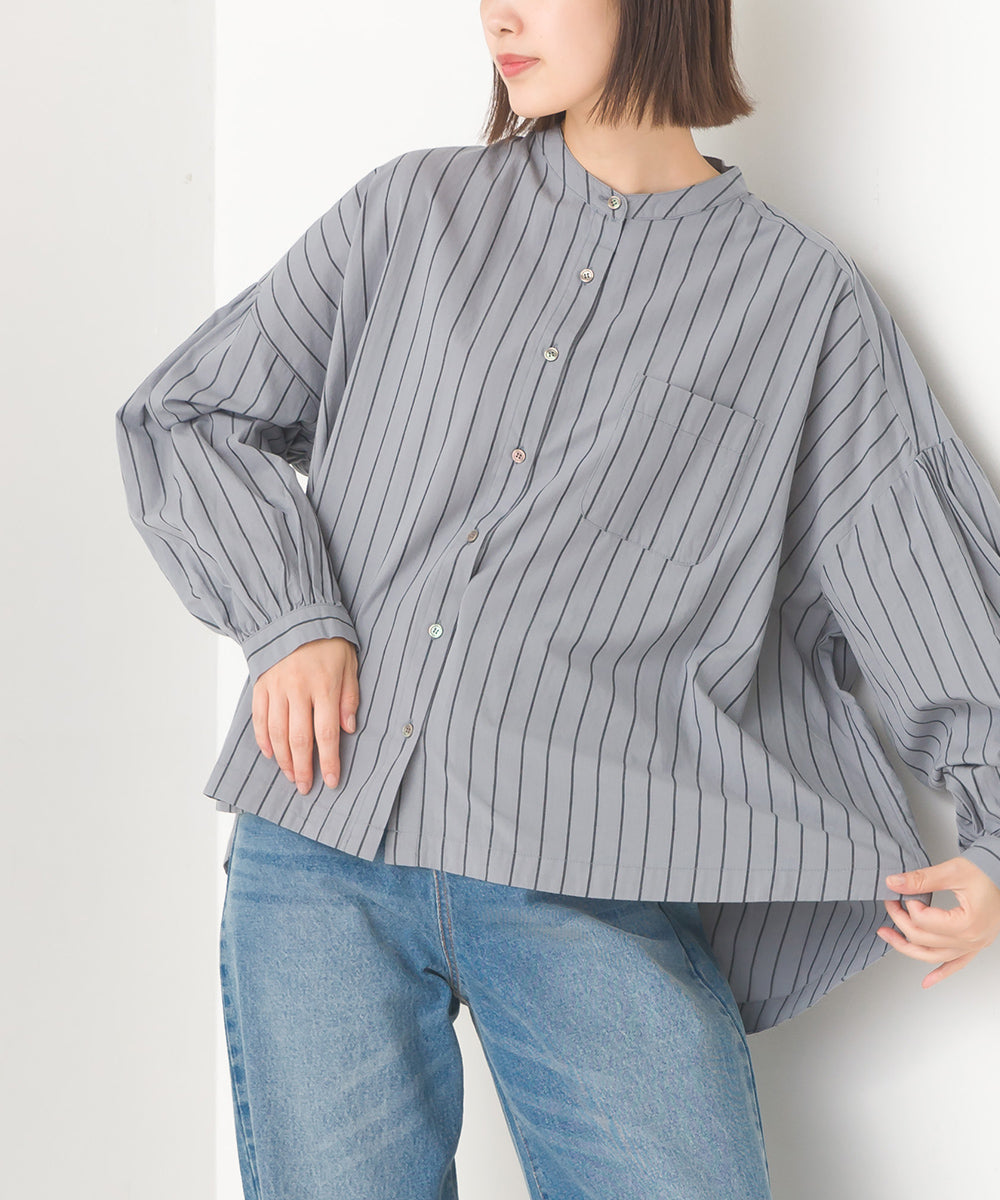 【OMNES】製品洗いコットンブロード ボリューム長袖シャツ【7123-4170】