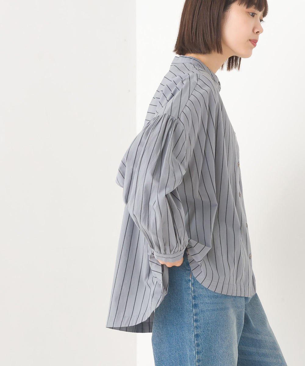【OMNES】製品洗いコットンブロード ボリューム長袖シャツ【7123-4170】