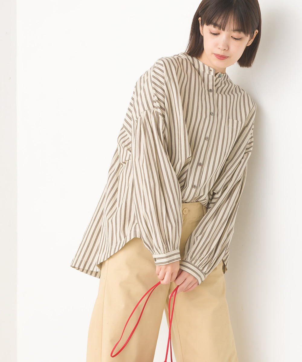 【OMNES】製品洗いコットンブロード ボリューム長袖シャツ【7123-4170】