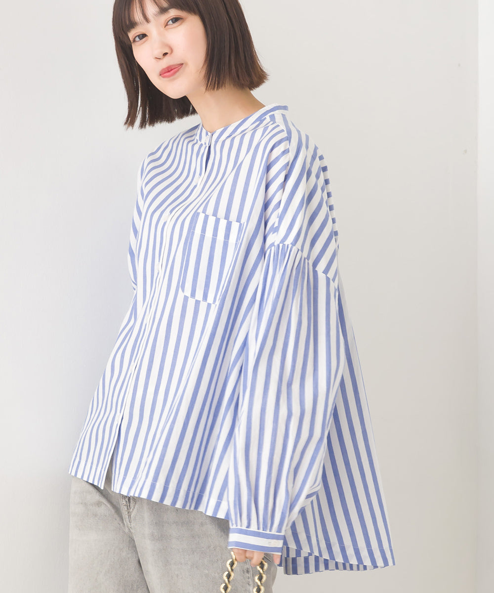 【OMNES】製品洗いコットンブロード ボリューム長袖シャツ【7123-4170】