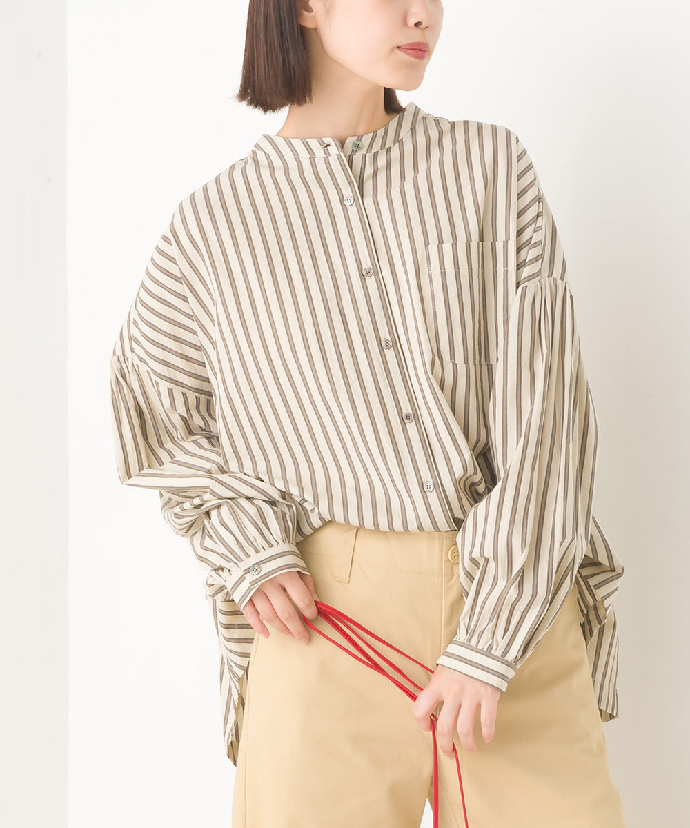 【OMNES】製品洗いコットンブロード ボリューム長袖シャツ【7123-4170】