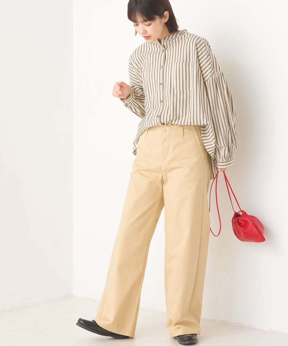 【OMNES】製品洗いコットンブロード ボリューム長袖シャツ【7123-4170】