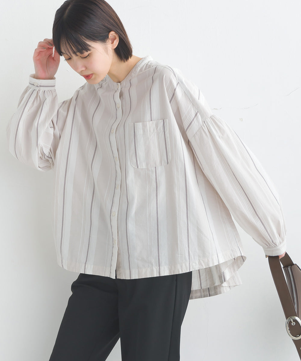 【OMNES】製品洗いコットンブロード ボリューム長袖シャツ【7123-4170】