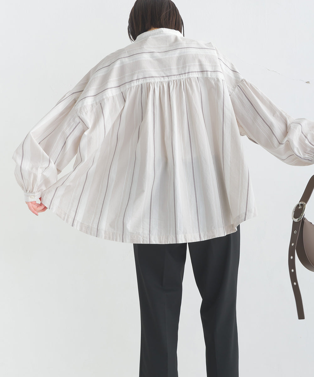 【OMNES】製品洗いコットンブロード ボリューム長袖シャツ【7123-4170】