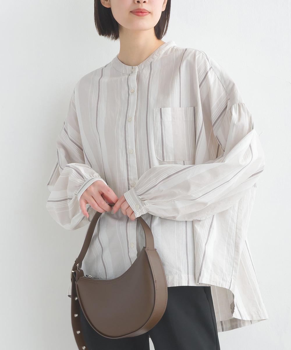 【OMNES】製品洗いコットンブロード ボリューム長袖シャツ【7123-4170】