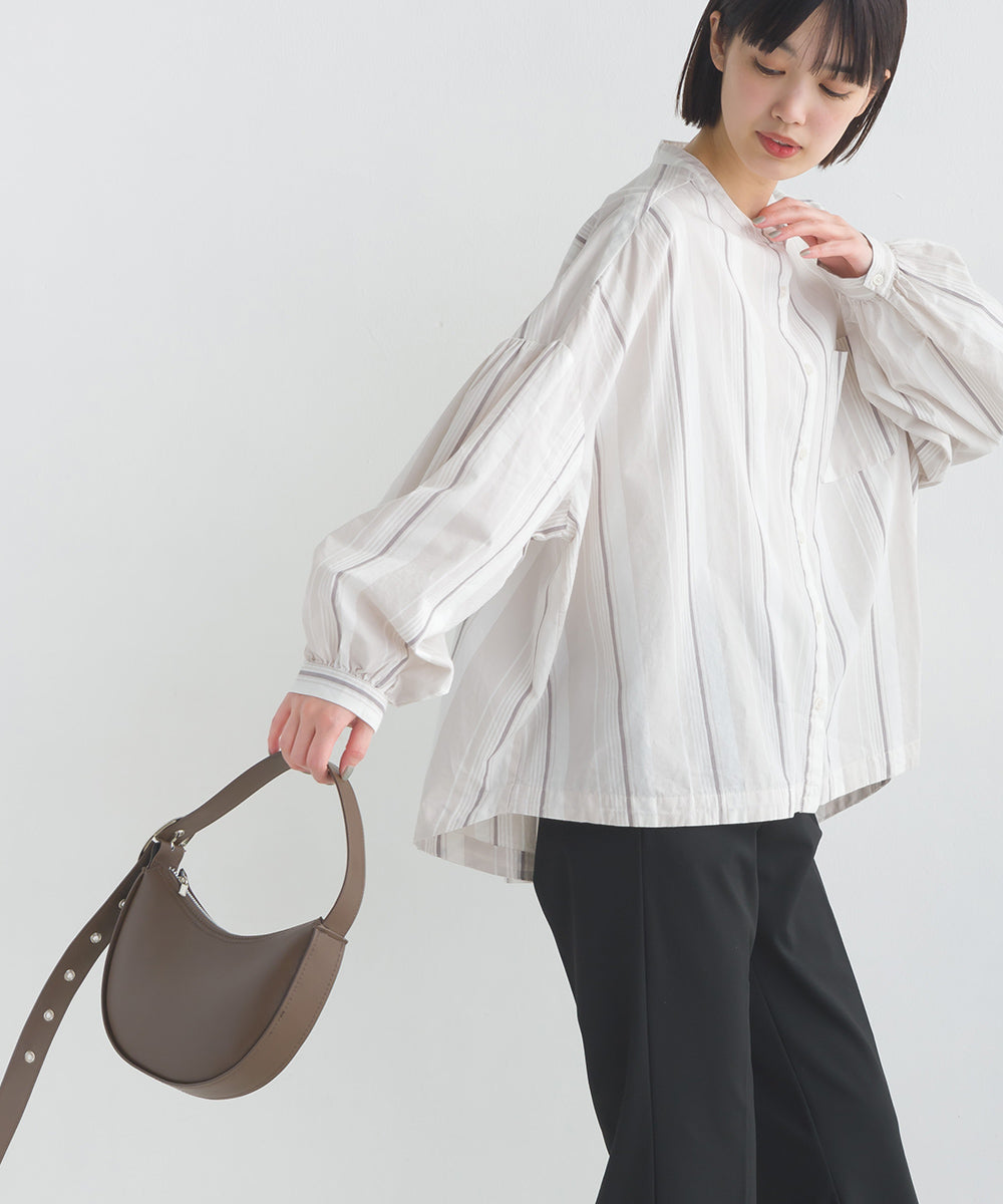 【OMNES】製品洗いコットンブロード ボリューム長袖シャツ【7123-4170】