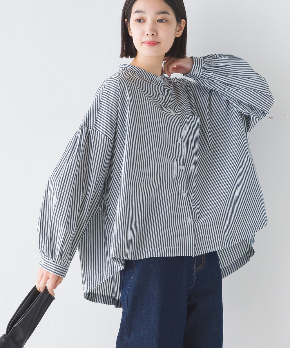 【OMNES】製品洗いコットンブロード ボリューム長袖シャツ【7123-4170】