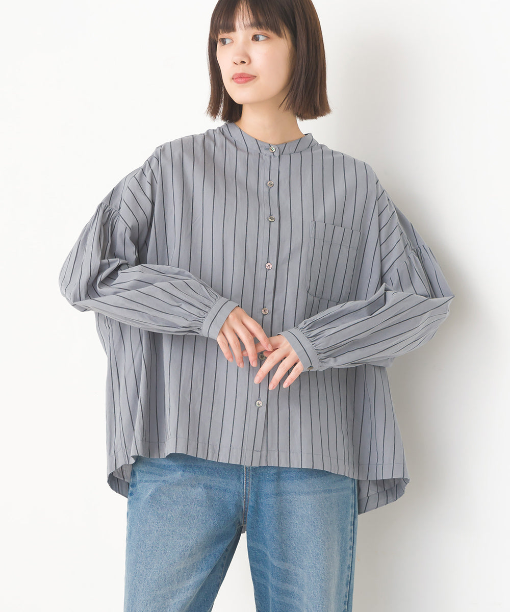 【OMNES】製品洗いコットンブロード ボリューム長袖シャツ【7123-4170】