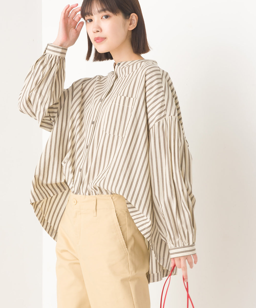 【OMNES】製品洗いコットンブロード ボリューム長袖シャツ【7123-4170】