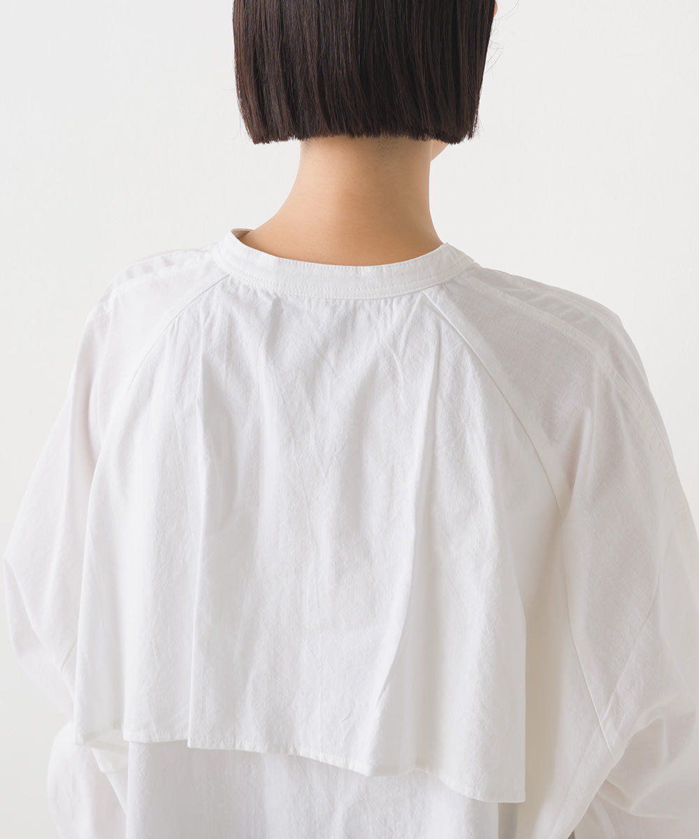 【OMNES】製品洗いスラブコットン 後ろケープ長袖シャツ【7123-4172】