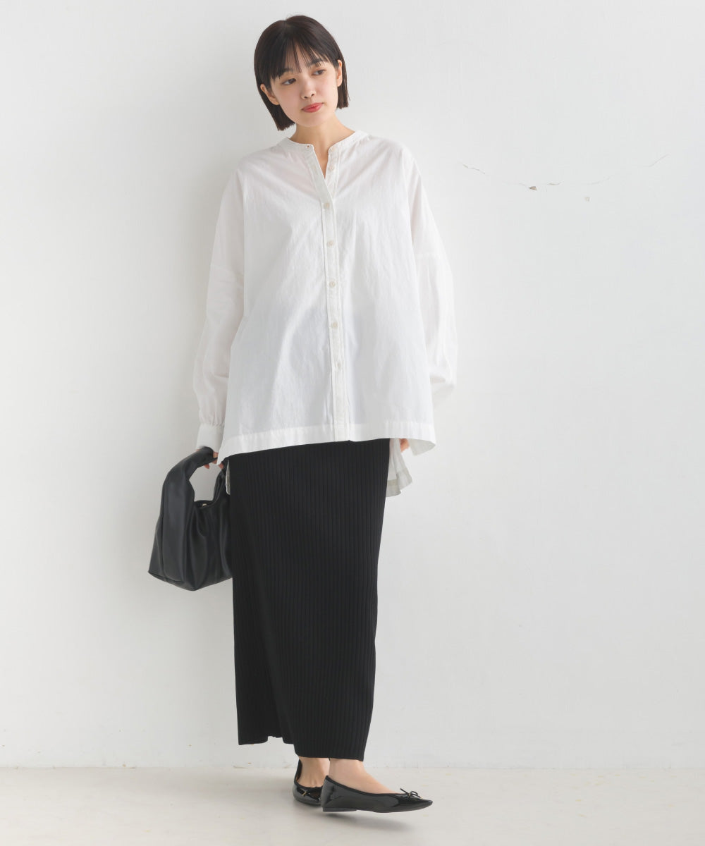 【OMNES】製品洗いスラブコットン 後ろケープ長袖シャツ【7123-4172】