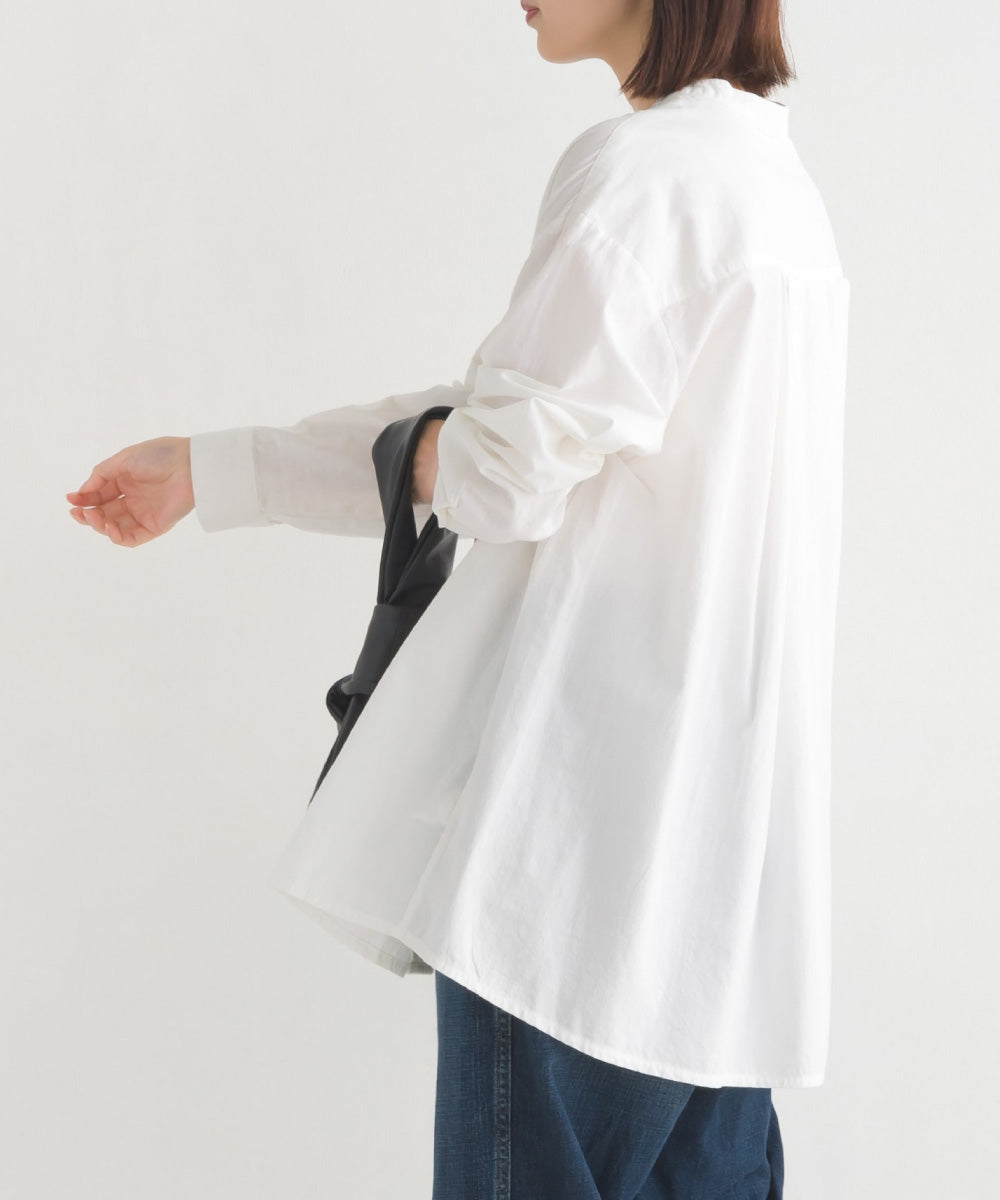 【OMNES】製品洗いスラブコットンピンタック長袖シャツ【7123-4173】
