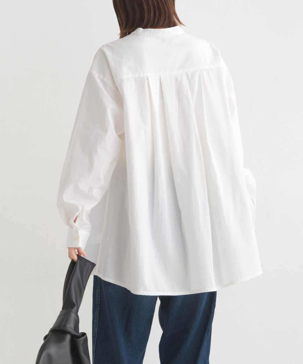 【OMNES】製品洗いスラブコットンピンタック長袖シャツ【7123-4173】
