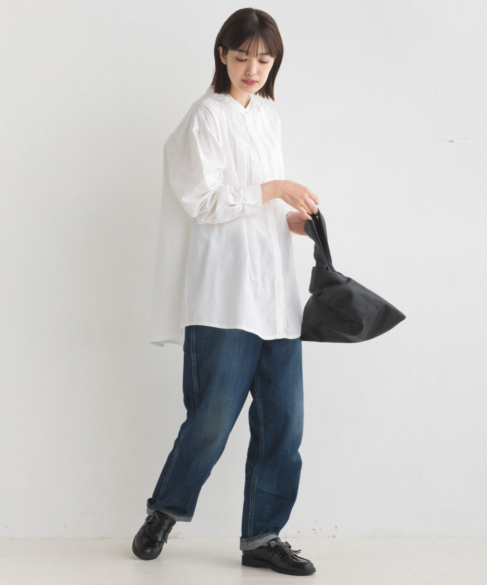 【OMNES】製品洗いスラブコットンピンタック長袖シャツ【7123-4173】