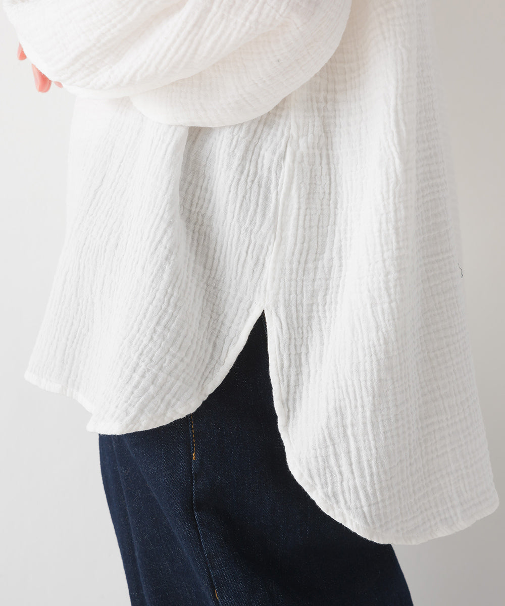 【OMNES】ダブルガーゼ ボリューム袖プルオーバー【7123-4175】