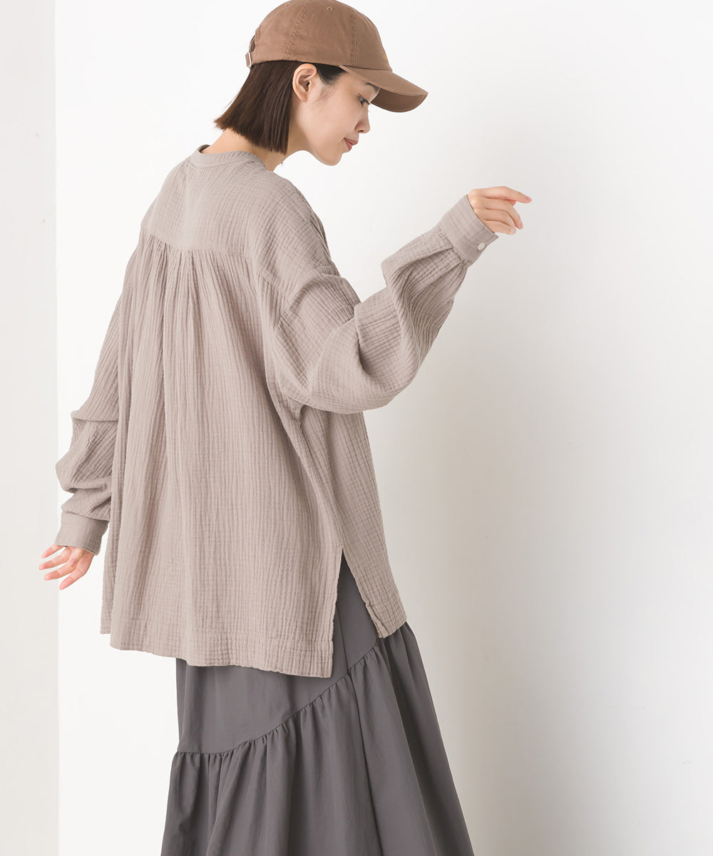 【OMNES】ダブルガーゼワイドシルエット長袖シャツ【7123-4176】