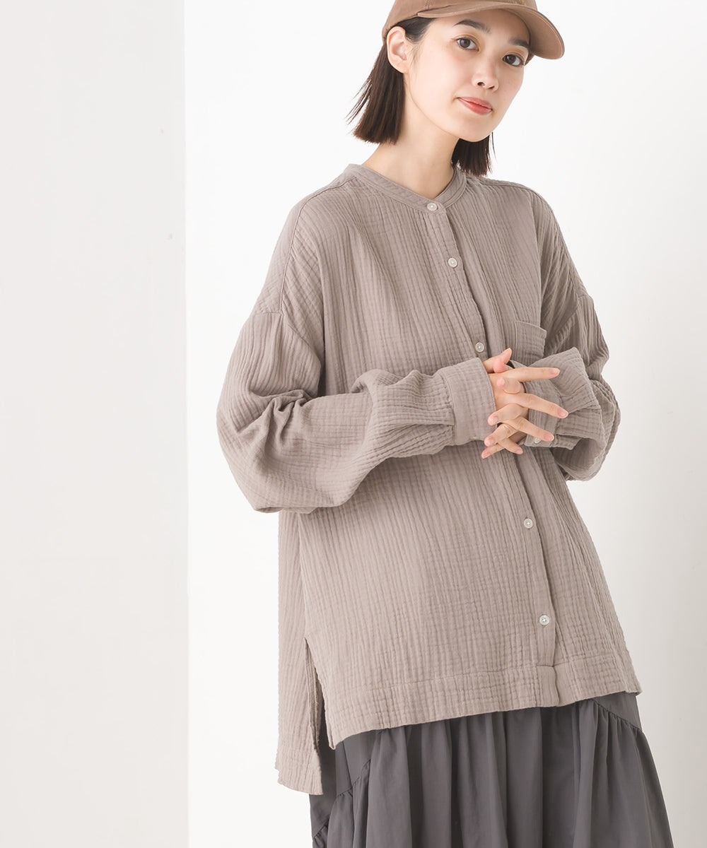 【OMNES】ダブルガーゼワイドシルエット長袖シャツ【7123-4176】