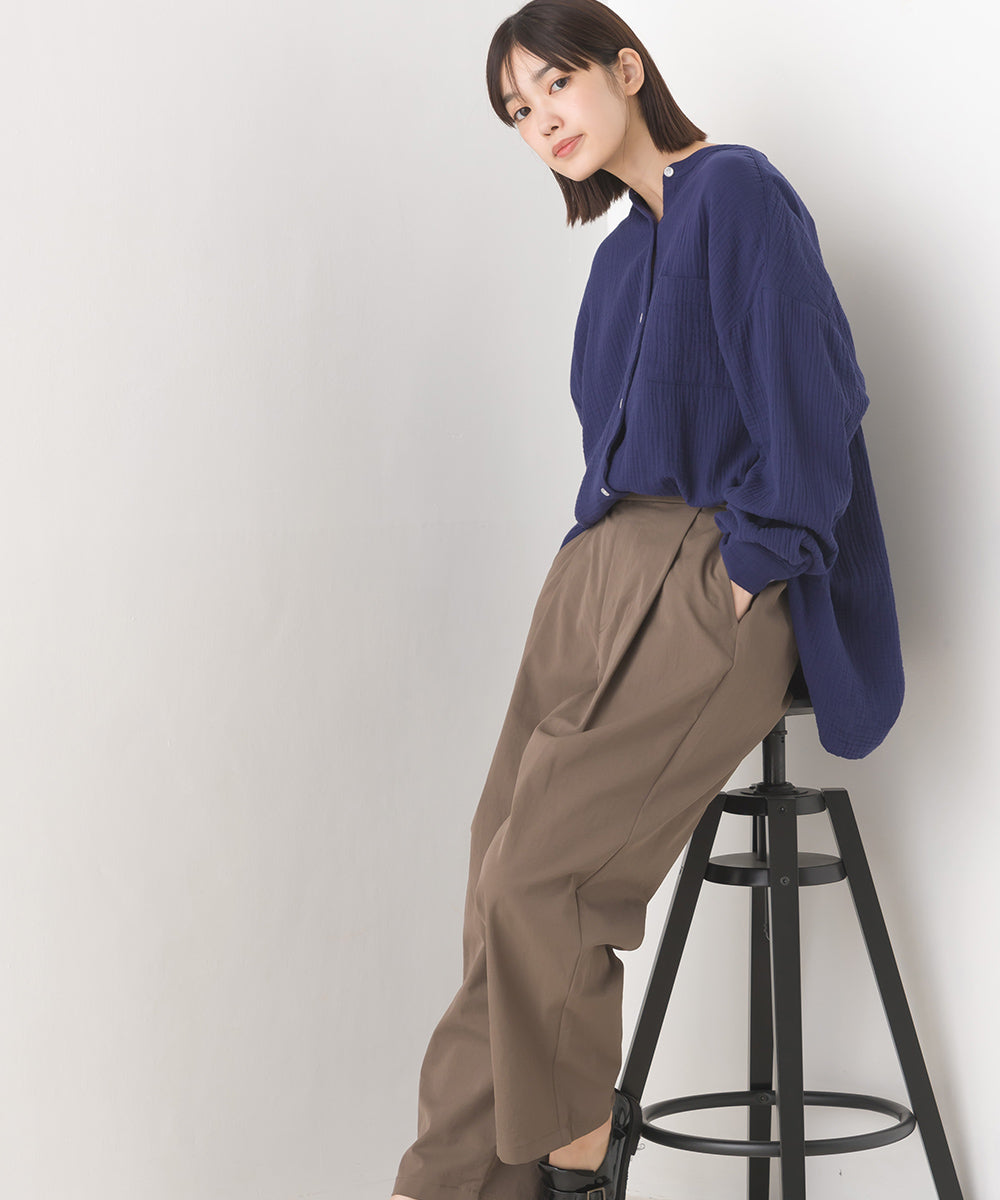 【OMNES】ダブルガーゼワイドシルエット長袖シャツ【7123-4176】