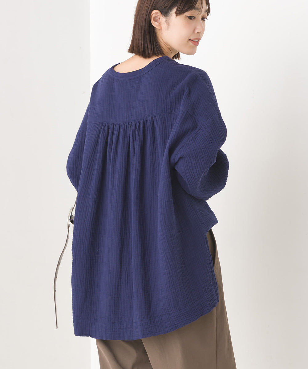 【OMNES】ダブルガーゼワイドシルエット長袖シャツ【7123-4176】