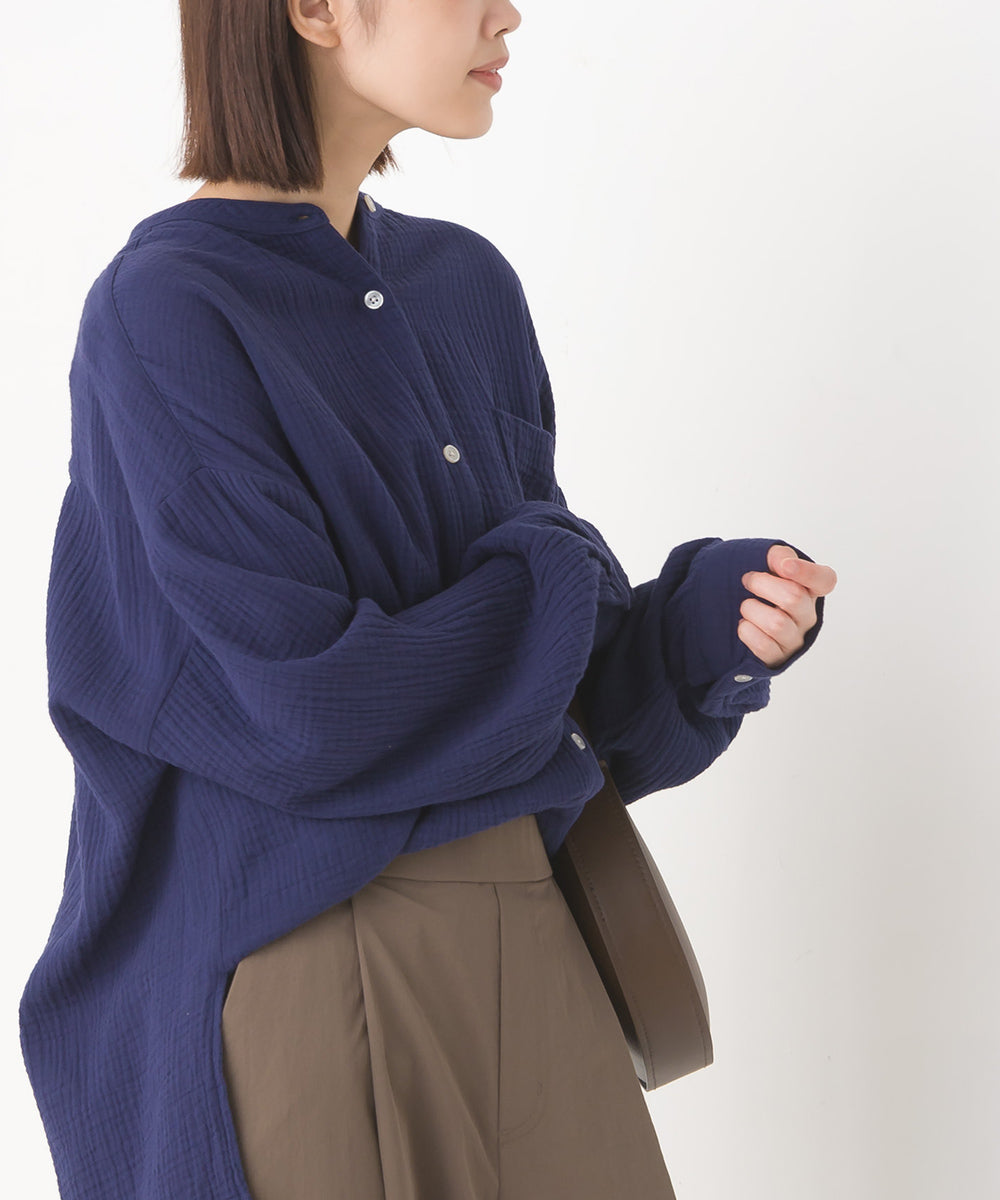 【OMNES】ダブルガーゼワイドシルエット長袖シャツ【7123-4176】