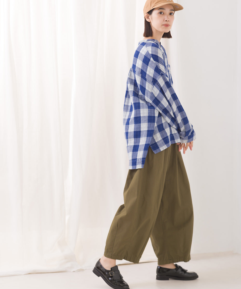 【OMNES】ダブルガーゼワイドシルエット長袖シャツ【7123-4176】