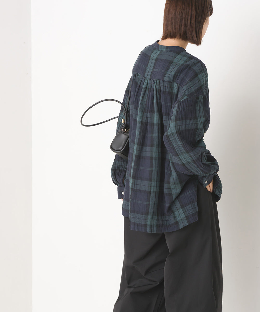 【OMNES】ダブルガーゼワイドシルエット長袖シャツ【7123-4176】