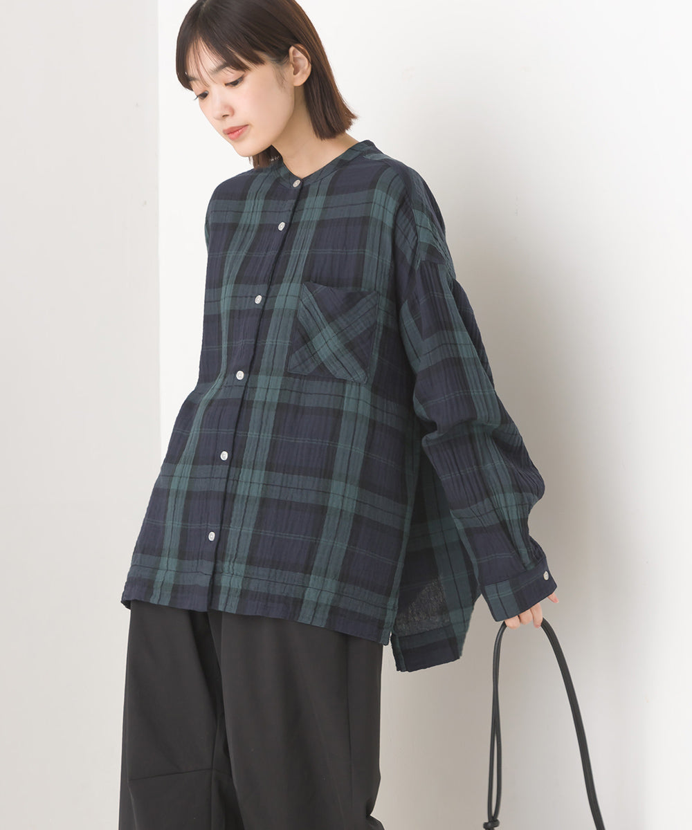 【OMNES】ダブルガーゼワイドシルエット長袖シャツ【7123-4176】