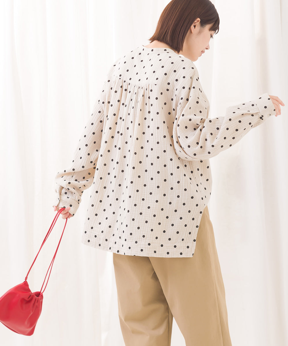 【OMNES】ダブルガーゼワイドシルエット長袖シャツ【7123-4176】