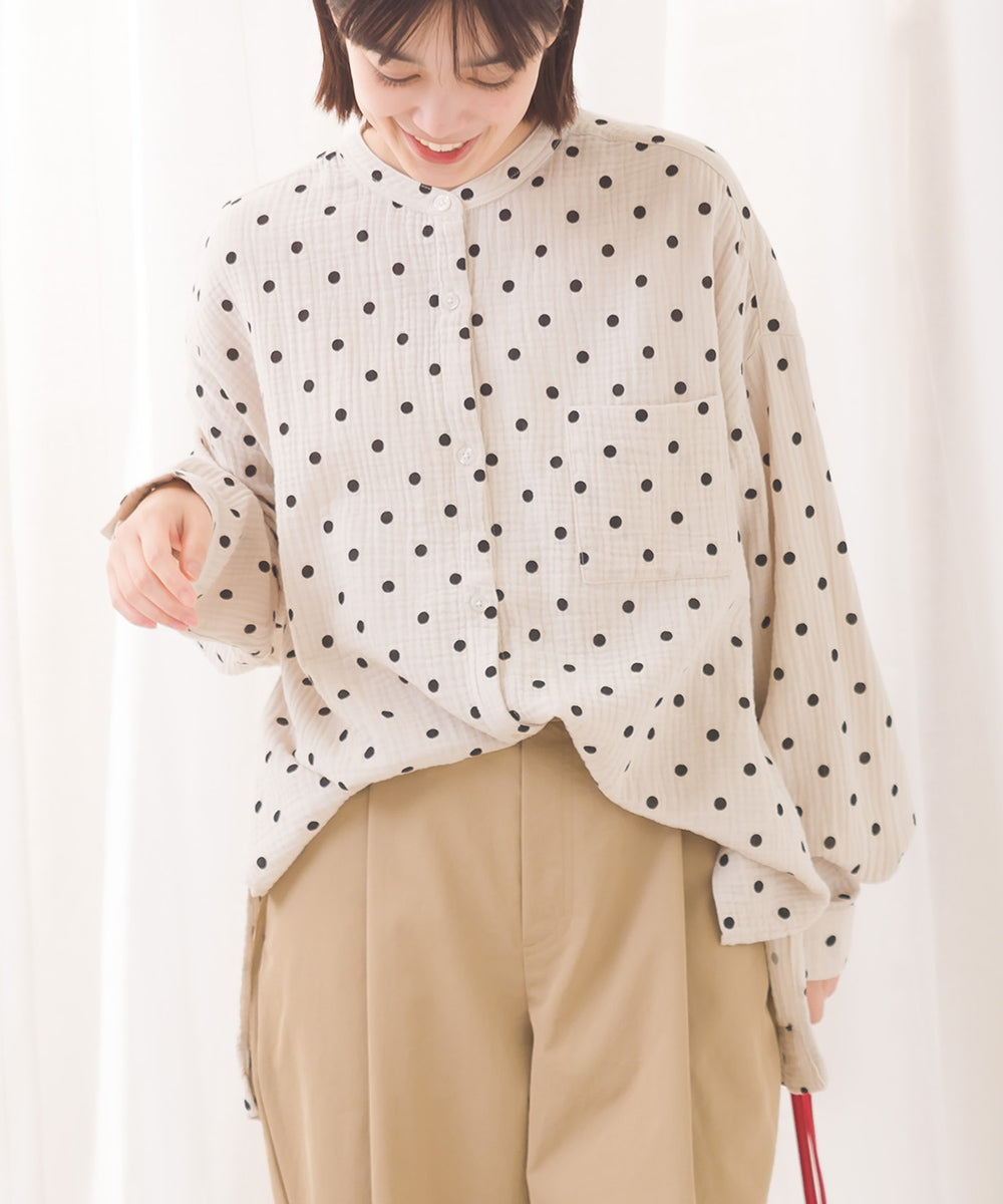 【OMNES】ダブルガーゼワイドシルエット長袖シャツ【7123-4176】