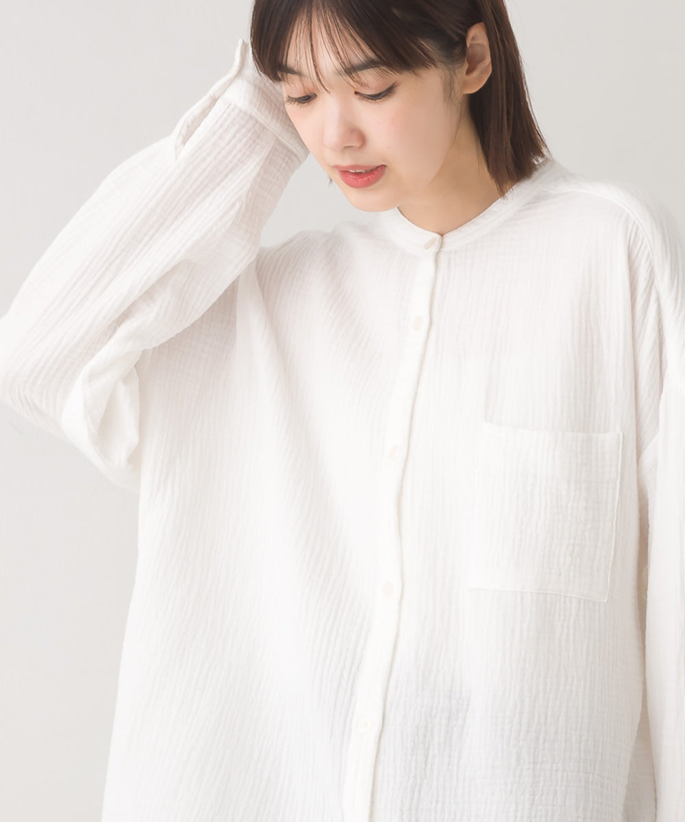 【OMNES】ダブルガーゼワイドシルエット長袖シャツ【7123-4176】