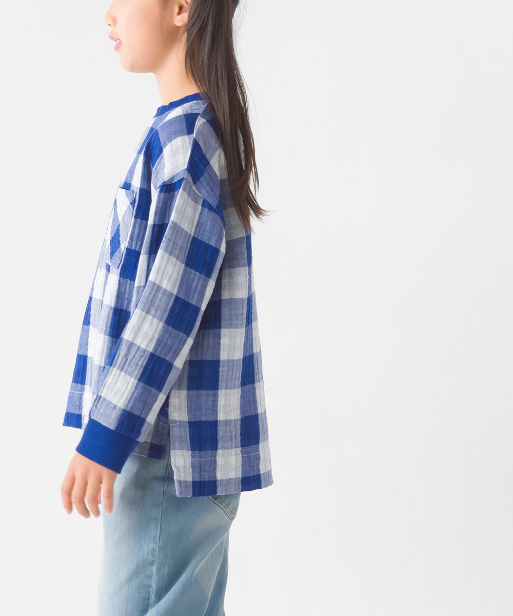 【OMNES】キッズ ダブルガーゼ ポケット付き長袖Tシャツ【7123-4180】