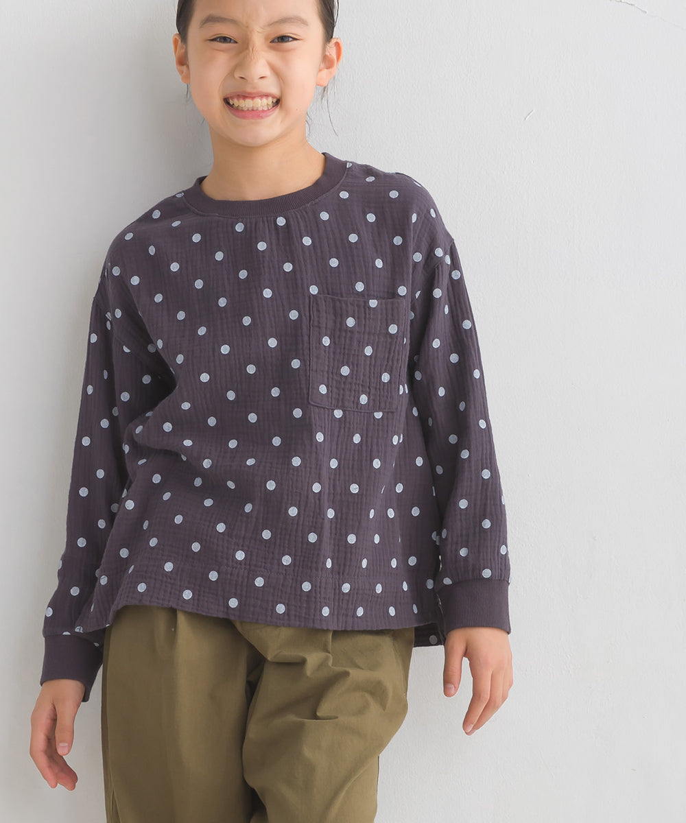 【OMNES】キッズ ダブルガーゼ ポケット付き長袖Tシャツ【7123-4180】