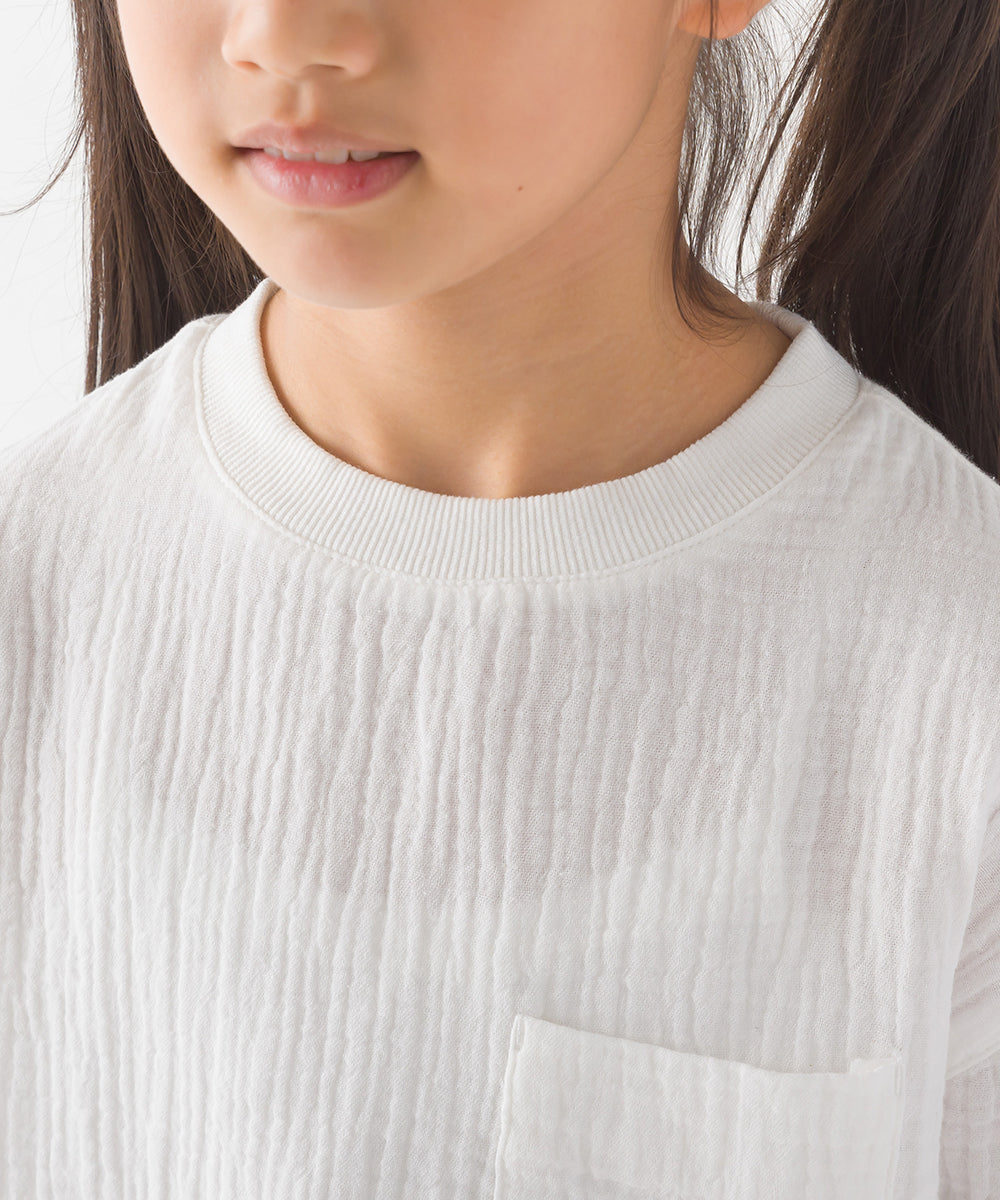 【OMNES】キッズ ダブルガーゼ ポケット付き長袖Tシャツ【7123-4180】