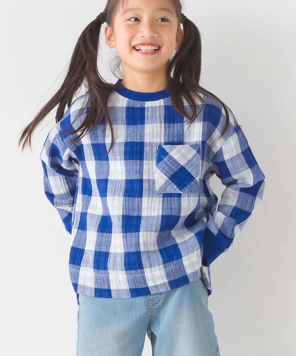 【OMNES】キッズ ダブルガーゼ ポケット付き長袖Tシャツ【7123-4180】