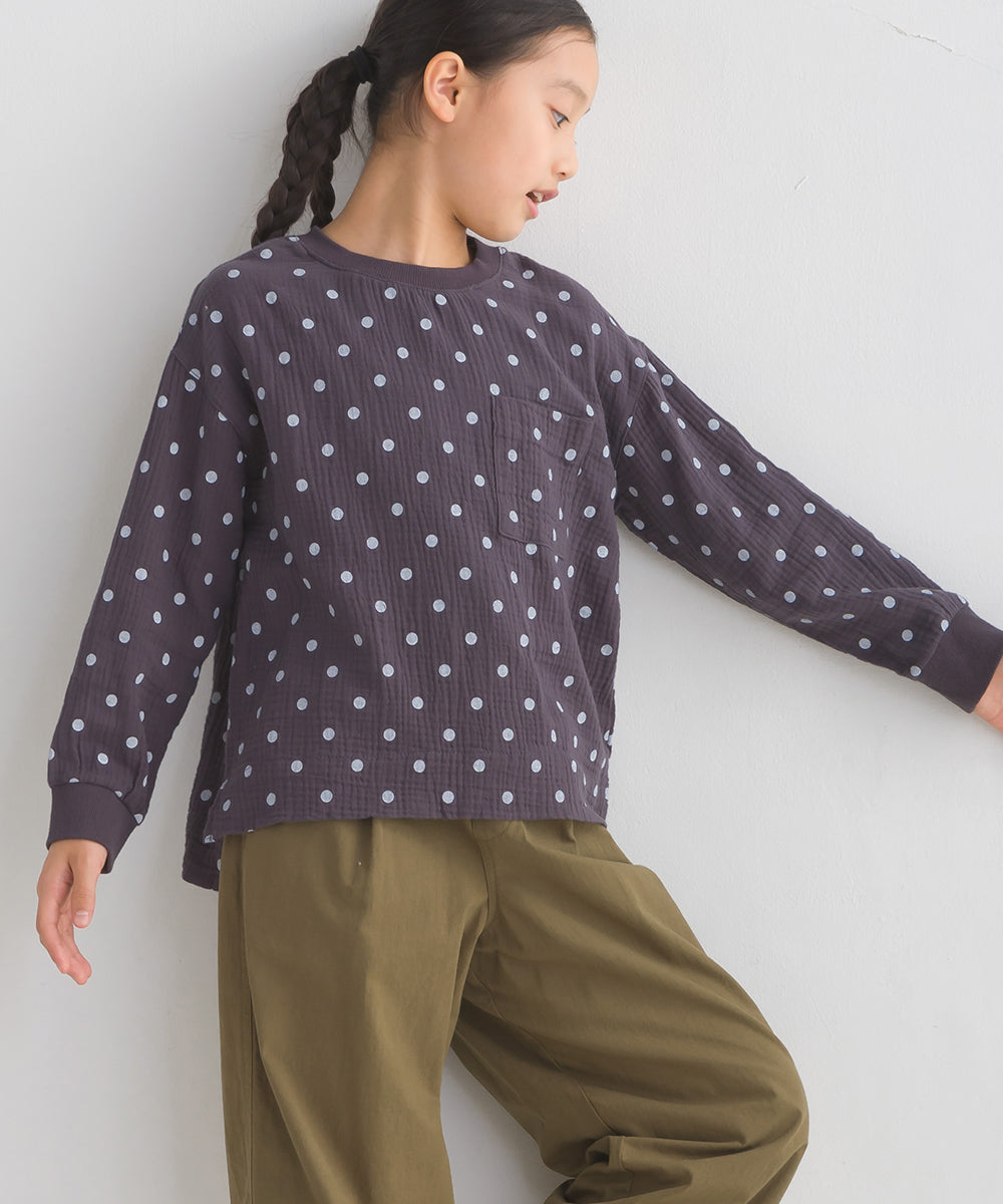 【OMNES】キッズ ダブルガーゼ ポケット付き長袖Tシャツ【7123-4180】