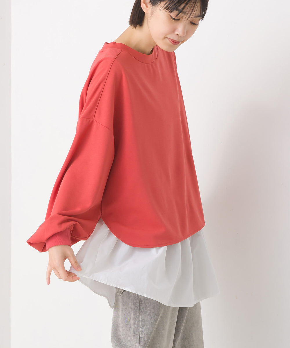 【OMNES】梨地ショート丈裾フレアアンサンブル長袖【7123-5352】