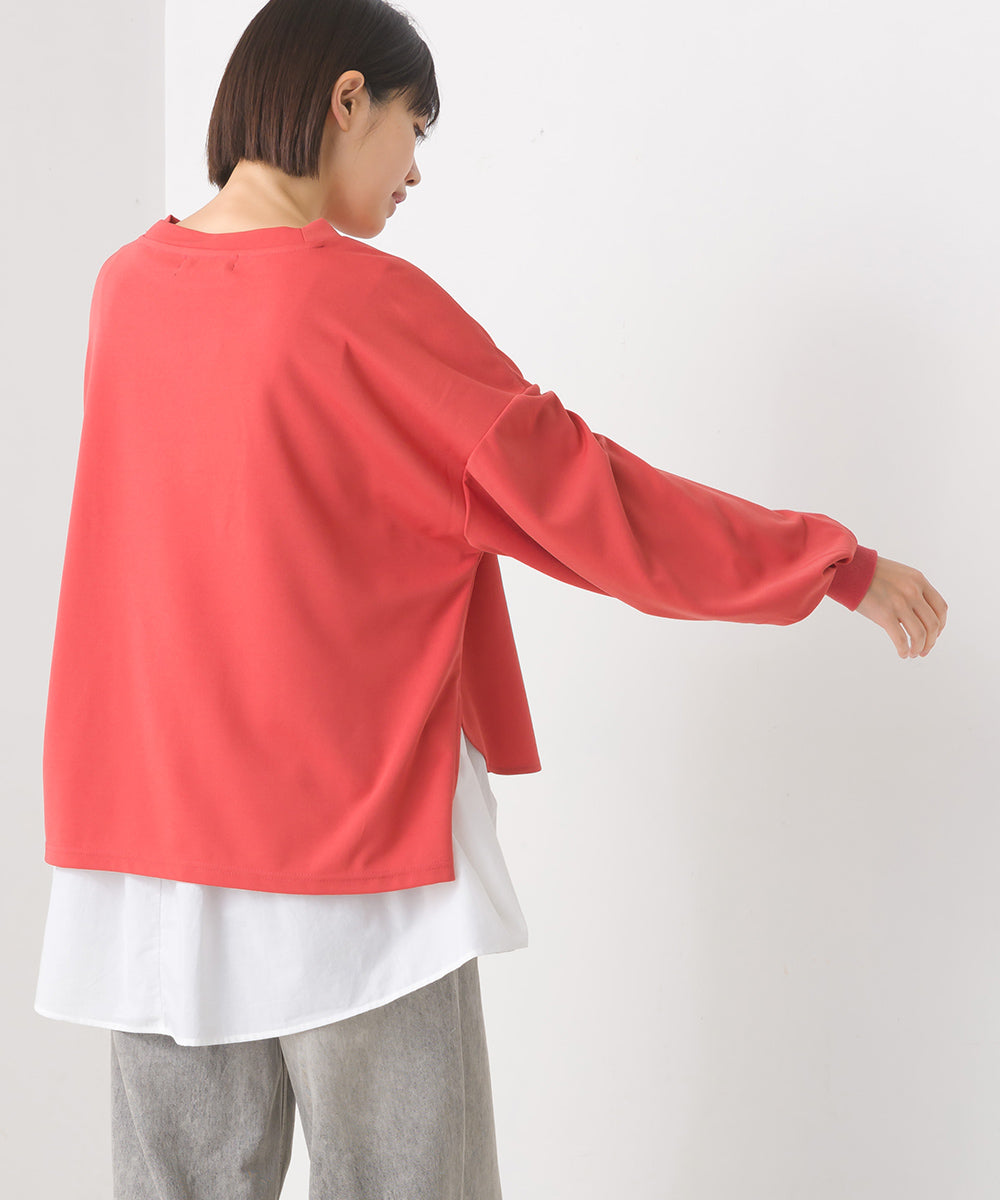 【OMNES】梨地ショート丈裾フレアアンサンブル長袖【7123-5352】