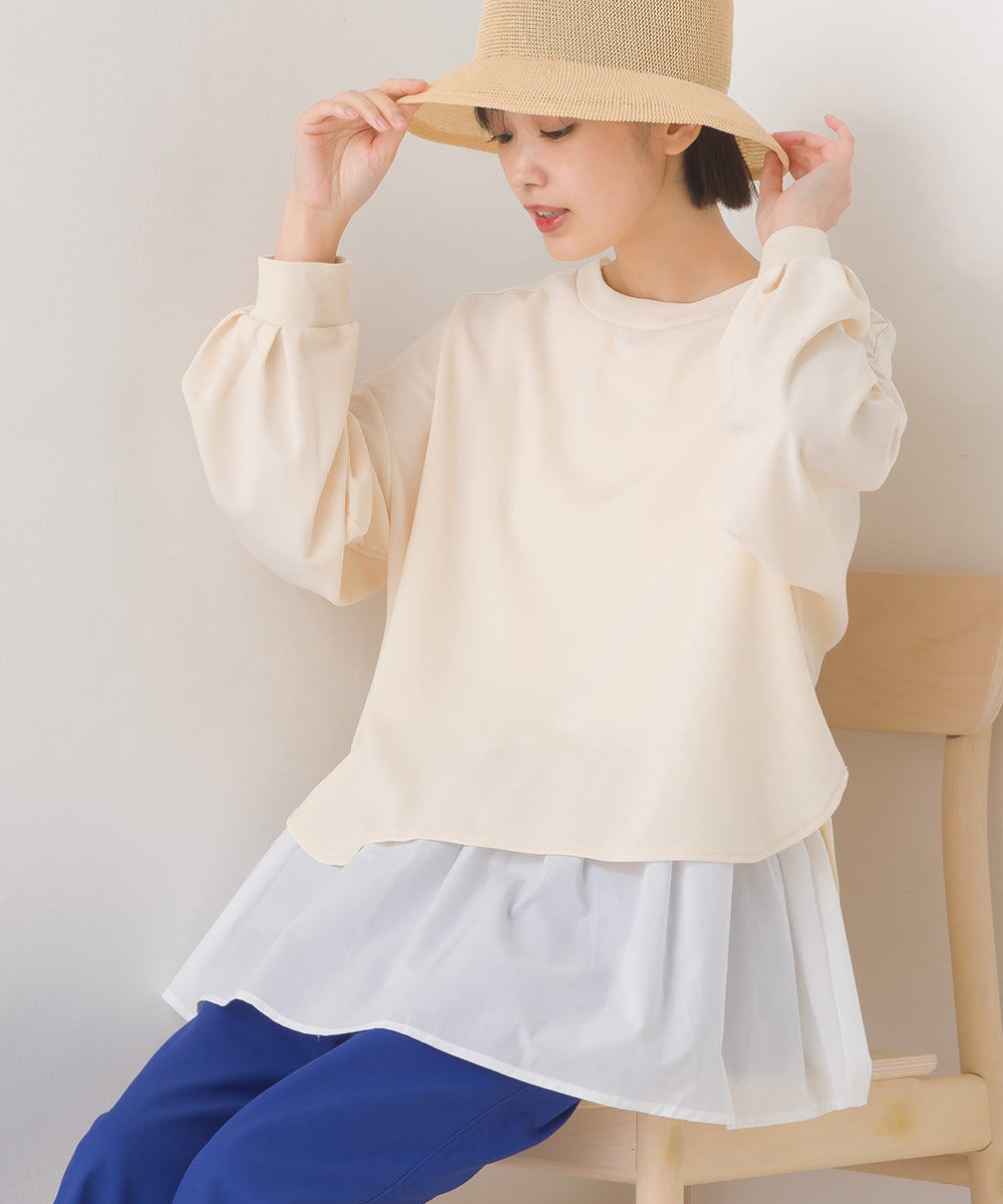 【OMNES】梨地ショート丈裾フレアアンサンブル長袖【7123-5352】