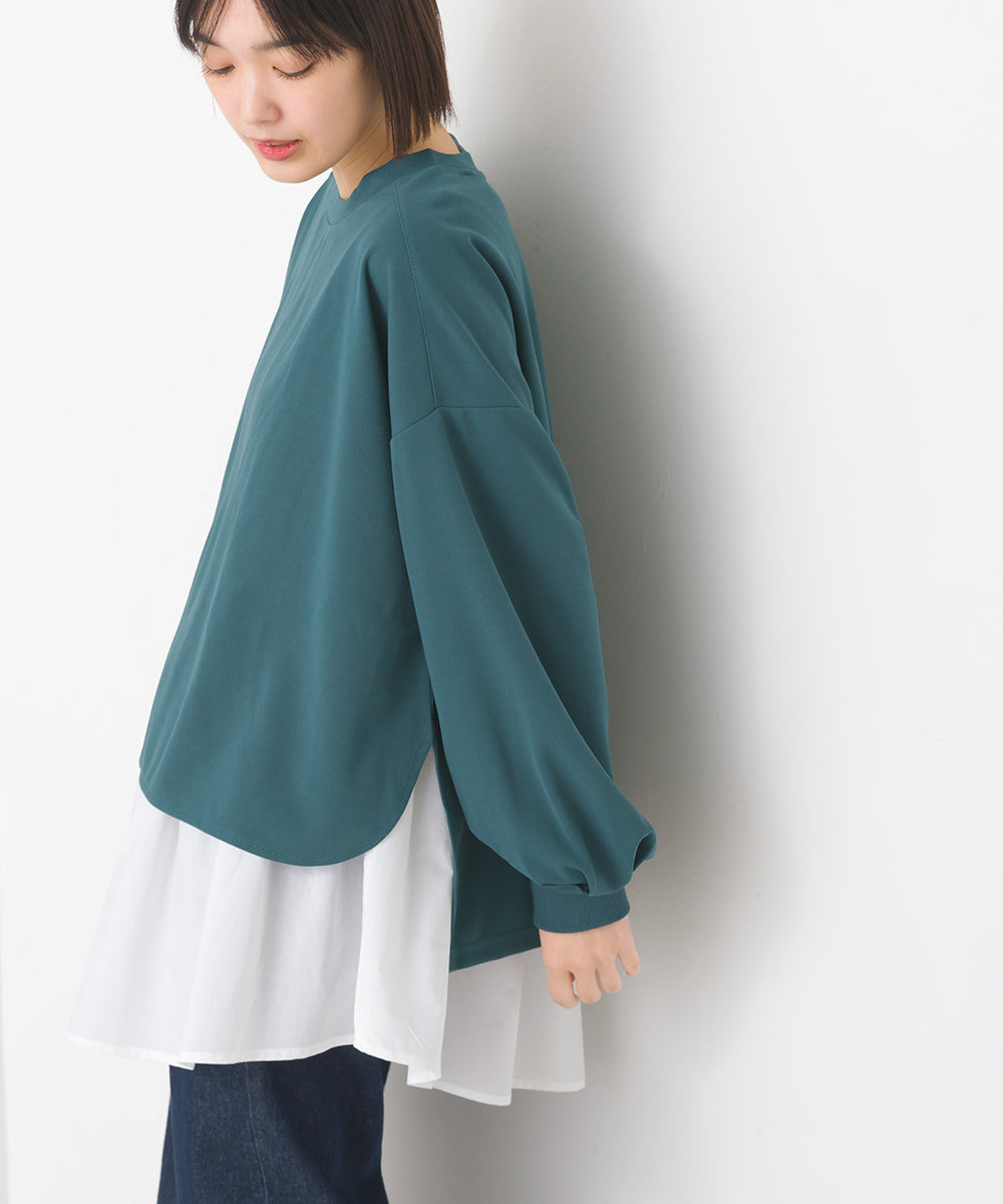 【OMNES】梨地ショート丈裾フレアアンサンブル長袖【7123-5352】