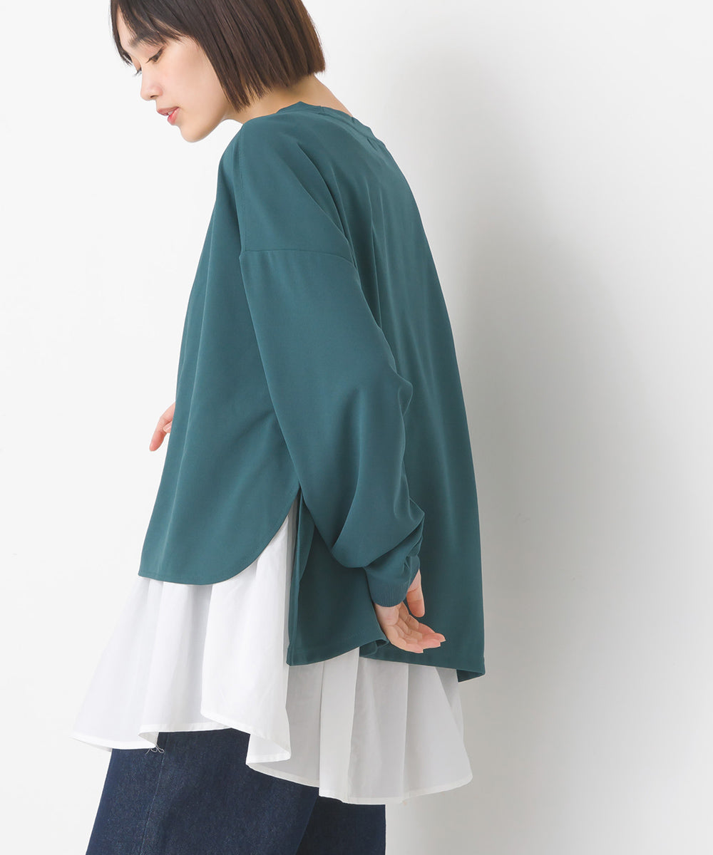 【OMNES】梨地ショート丈裾フレアアンサンブル長袖【7123-5352】