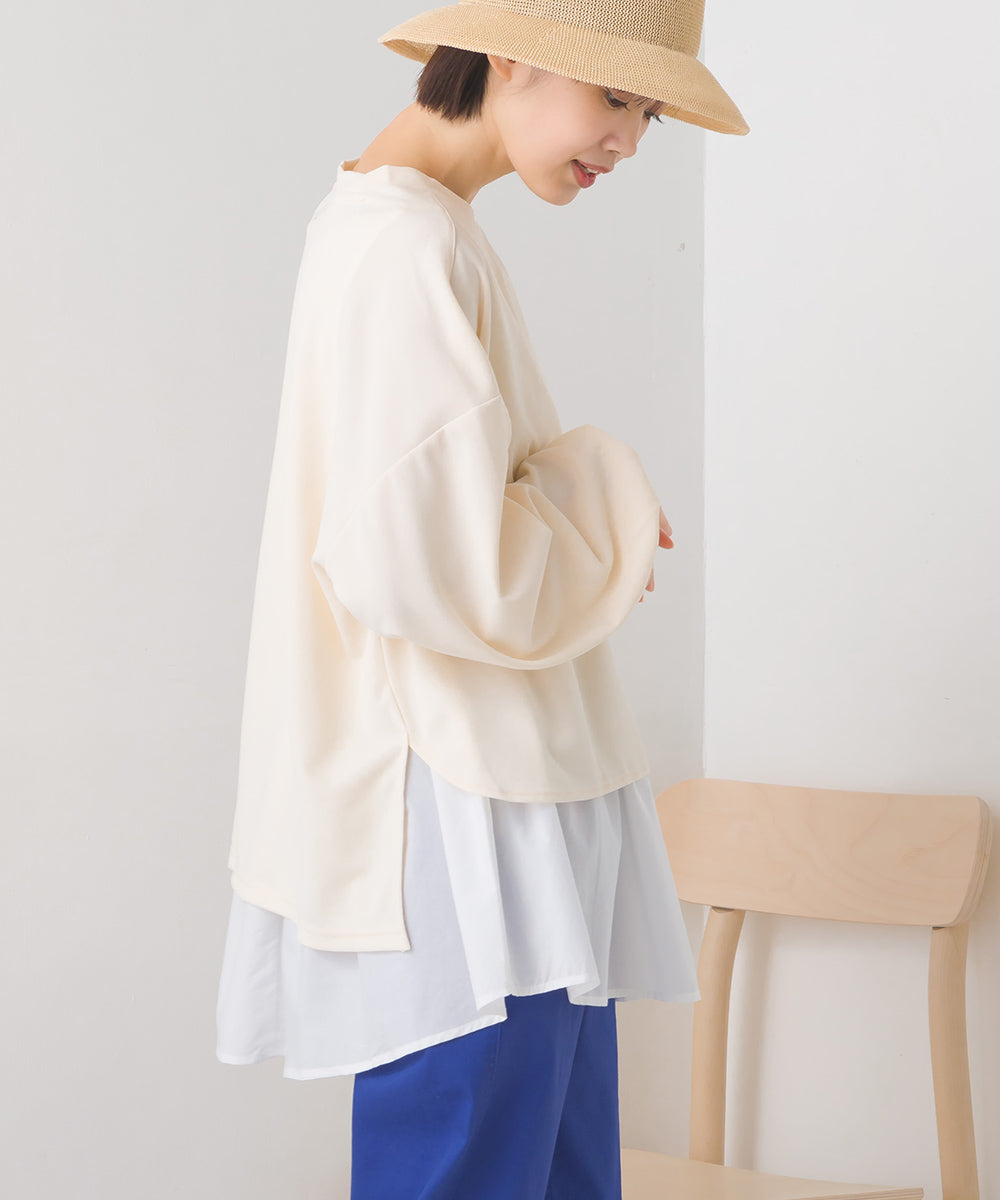 【OMNES】梨地ショート丈裾フレアアンサンブル長袖【7123-5352】