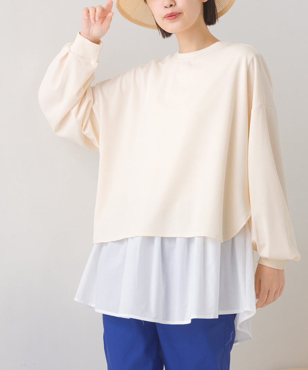【OMNES】梨地ショート丈裾フレアアンサンブル長袖【7123-5352】