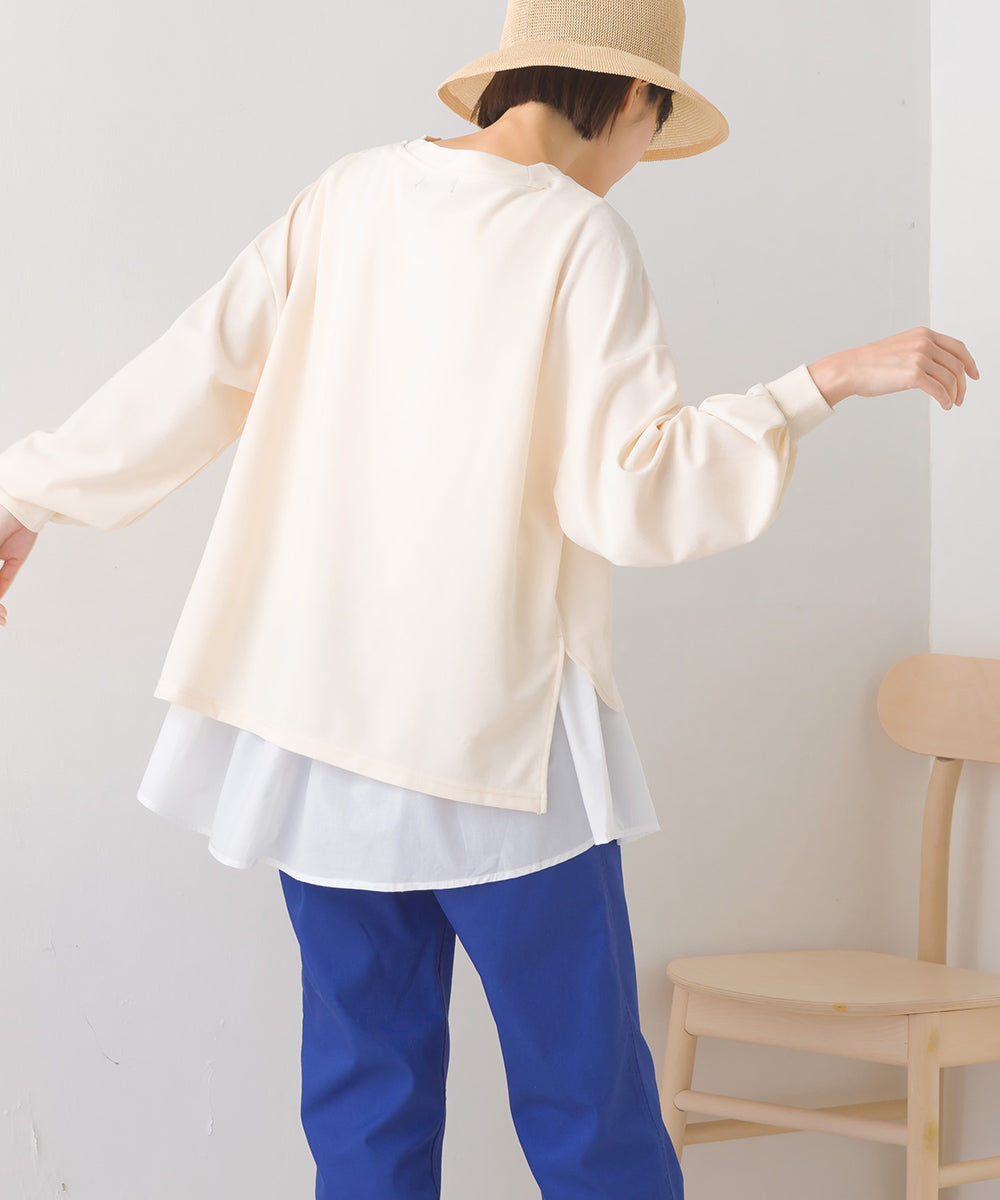 【OMNES】梨地ショート丈裾フレアアンサンブル長袖【7123-5352】