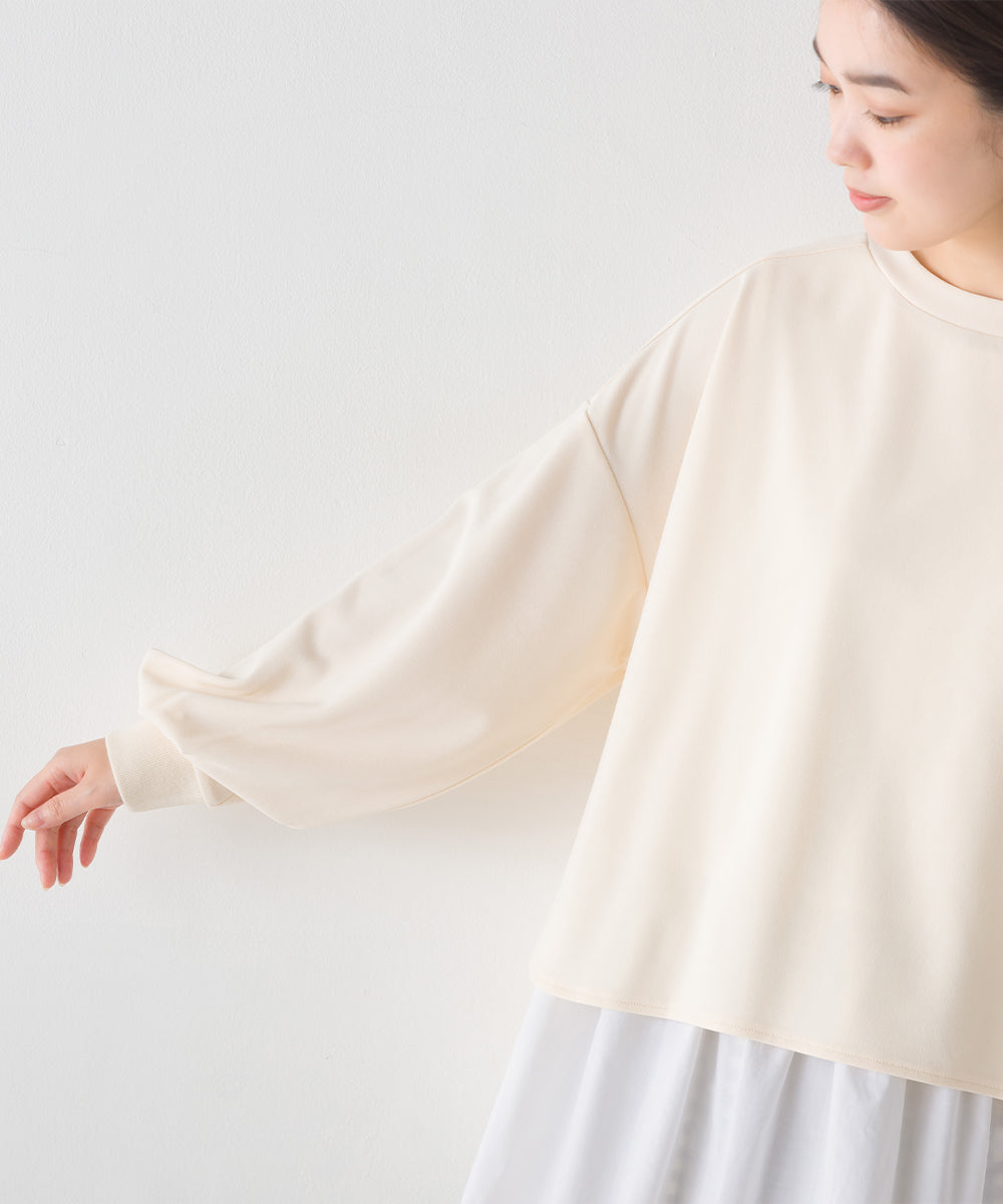 【OMNES】梨地ショート丈裾フレアアンサンブル長袖【7123-5352】